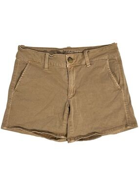American Eagle AEO Twill Midi Khaki Shorts Sz 6 Super Stretch